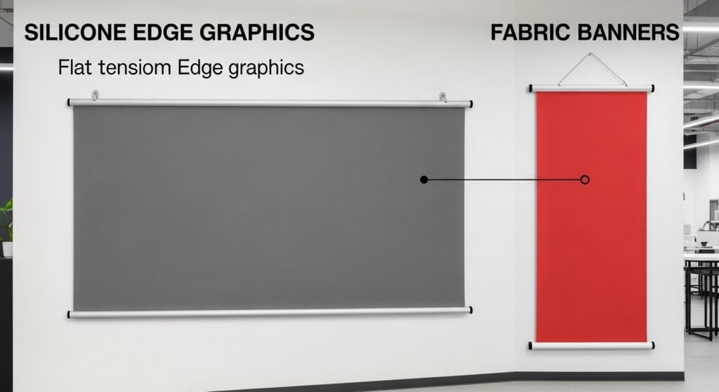 Silicone Edge Graphics vs Fabric Banners Practical Differences Buyers Should Know